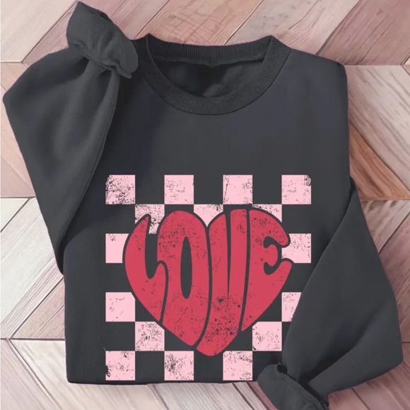 NEW Love Graphic Dark Gray and Pink Women's Sweatshirt. - Picture 6 of 7